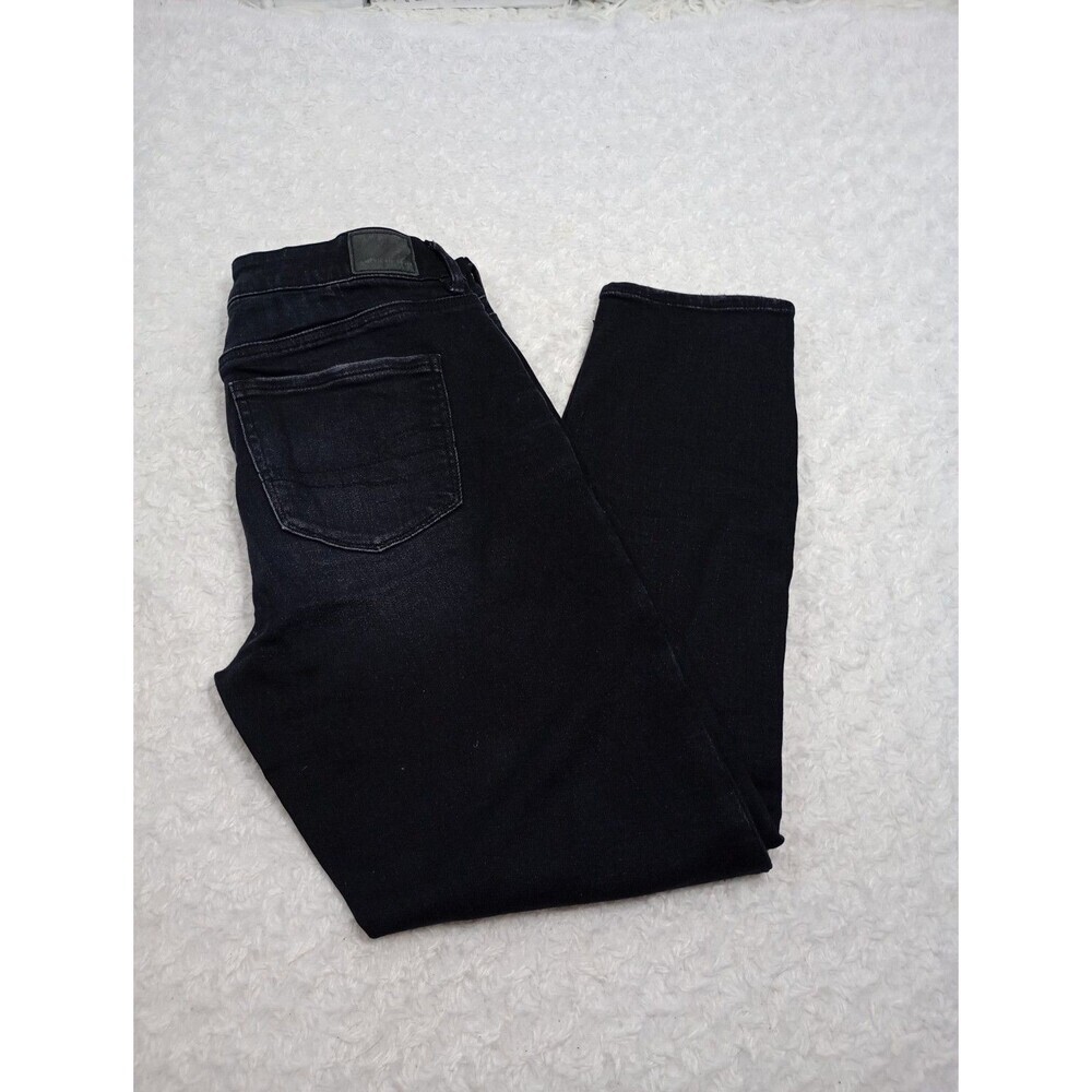 American Eagle  Women's Stretch H i-rise Skinny Jeans Black Sz 8
